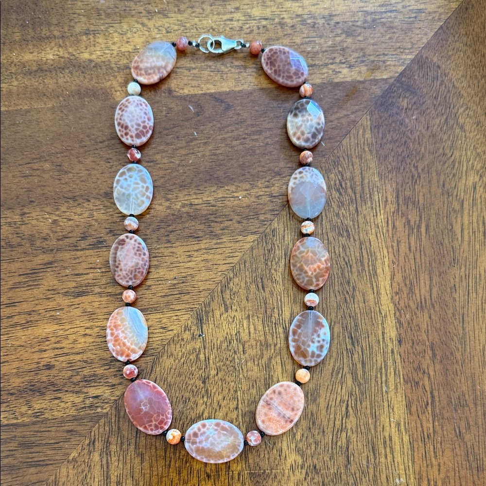 Orange and Brown Stone‎ Costume Necklace